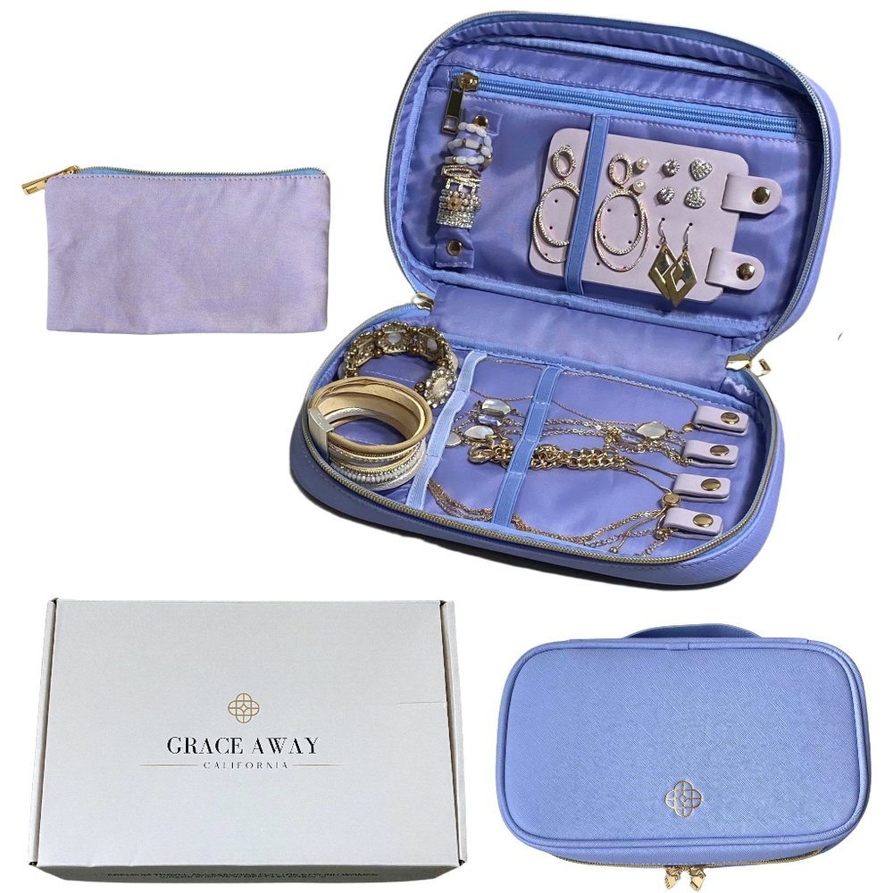 Grace Away Premium Jewelry Organizer Case for Travel and Home Storage, Large
